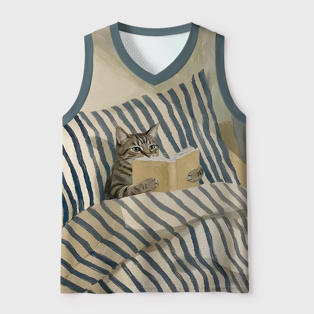 Pagewings Cat Books Lover Unisex Mesh Tank Top