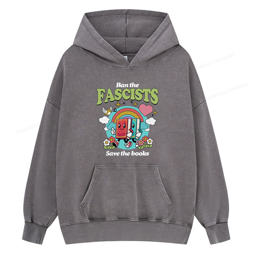 Pagewing Ban the Fascists Save the Books Unisex Washed Hoodie