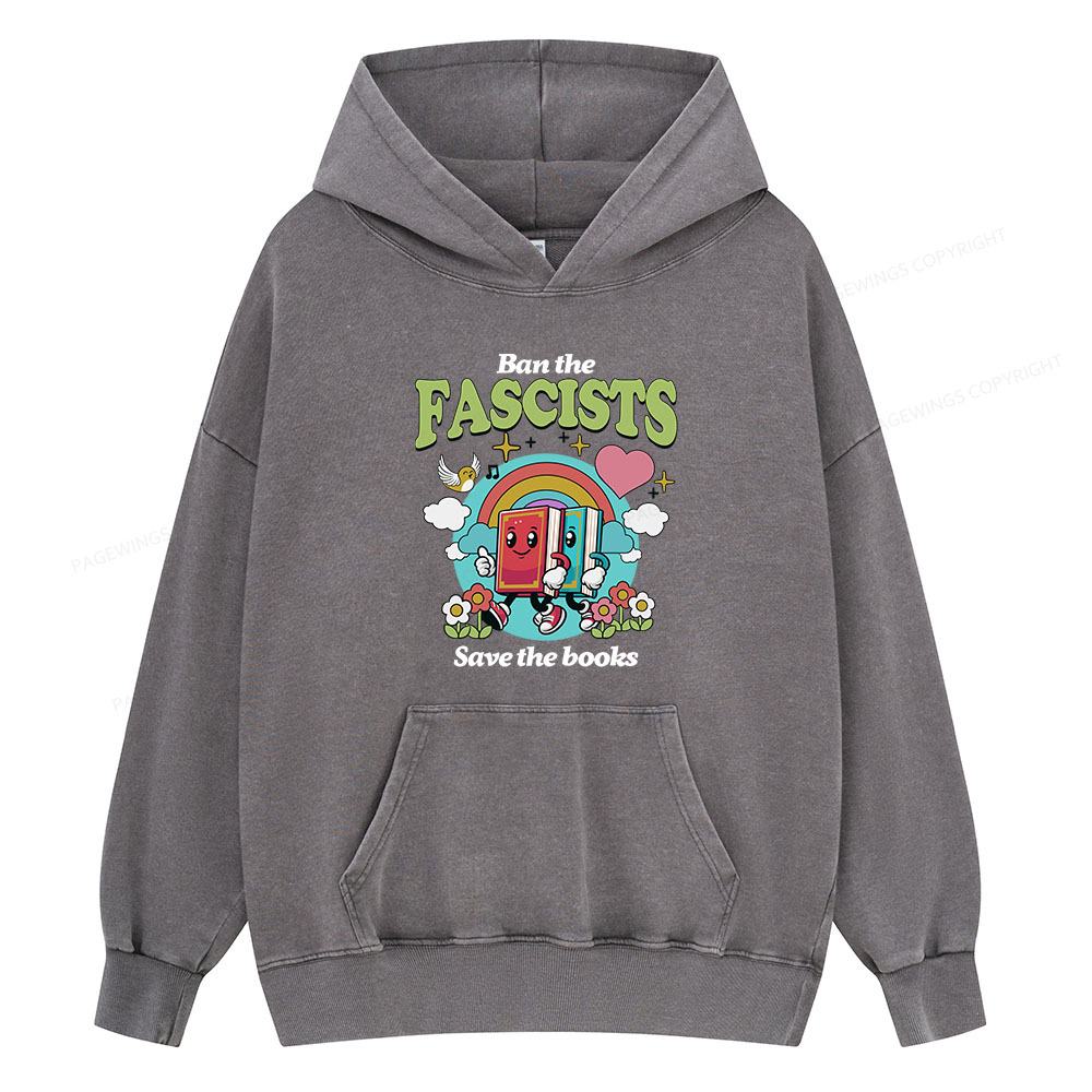 Pagewing Ban the Fascists Save the Books Unisex Washed Hoodie