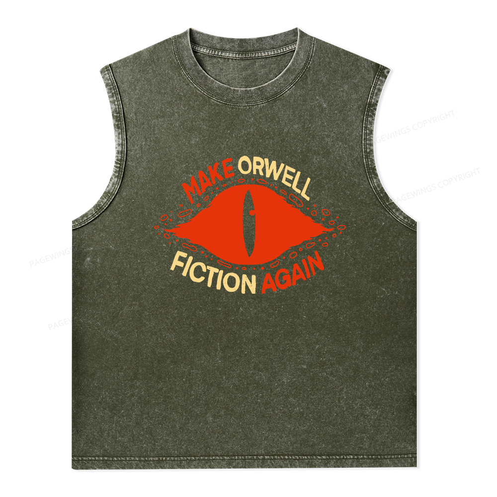 Pagewings Make Orwell Fiction Again Unisex Washed Tank Top