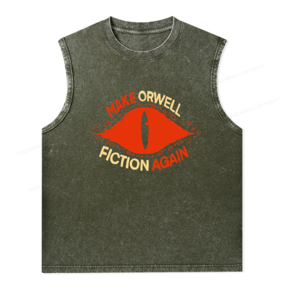 Pagewings Make Orwell Fiction Again Unisex Washed Tank Top