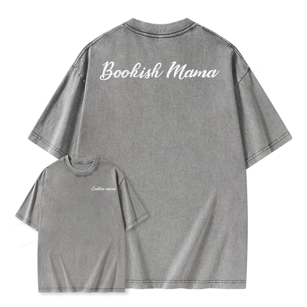 Pagewings Personalized Bookish Mama Unisex Washed T-shirt