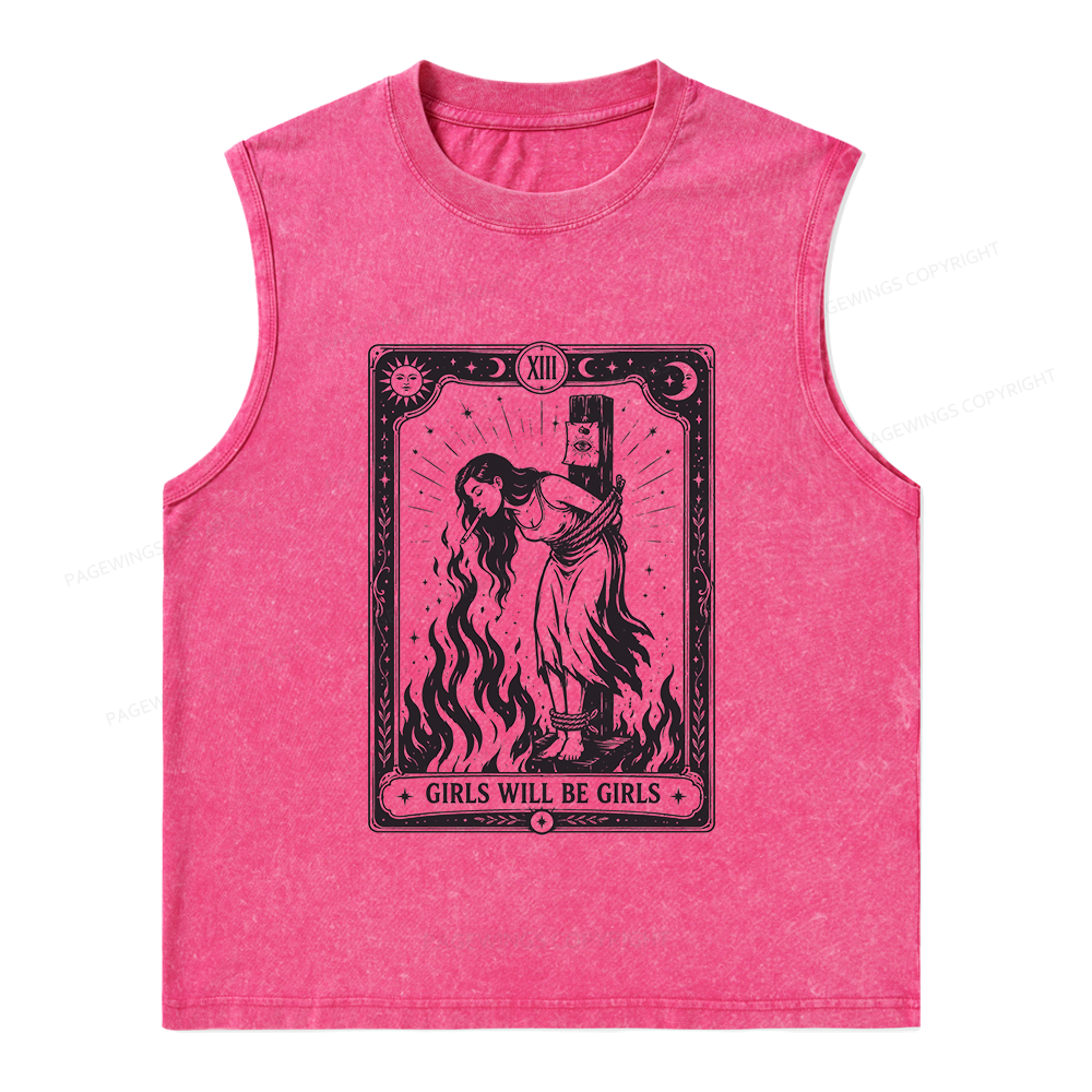 Pagewings Girls Will Be Girls Unisex Washed Tank Top