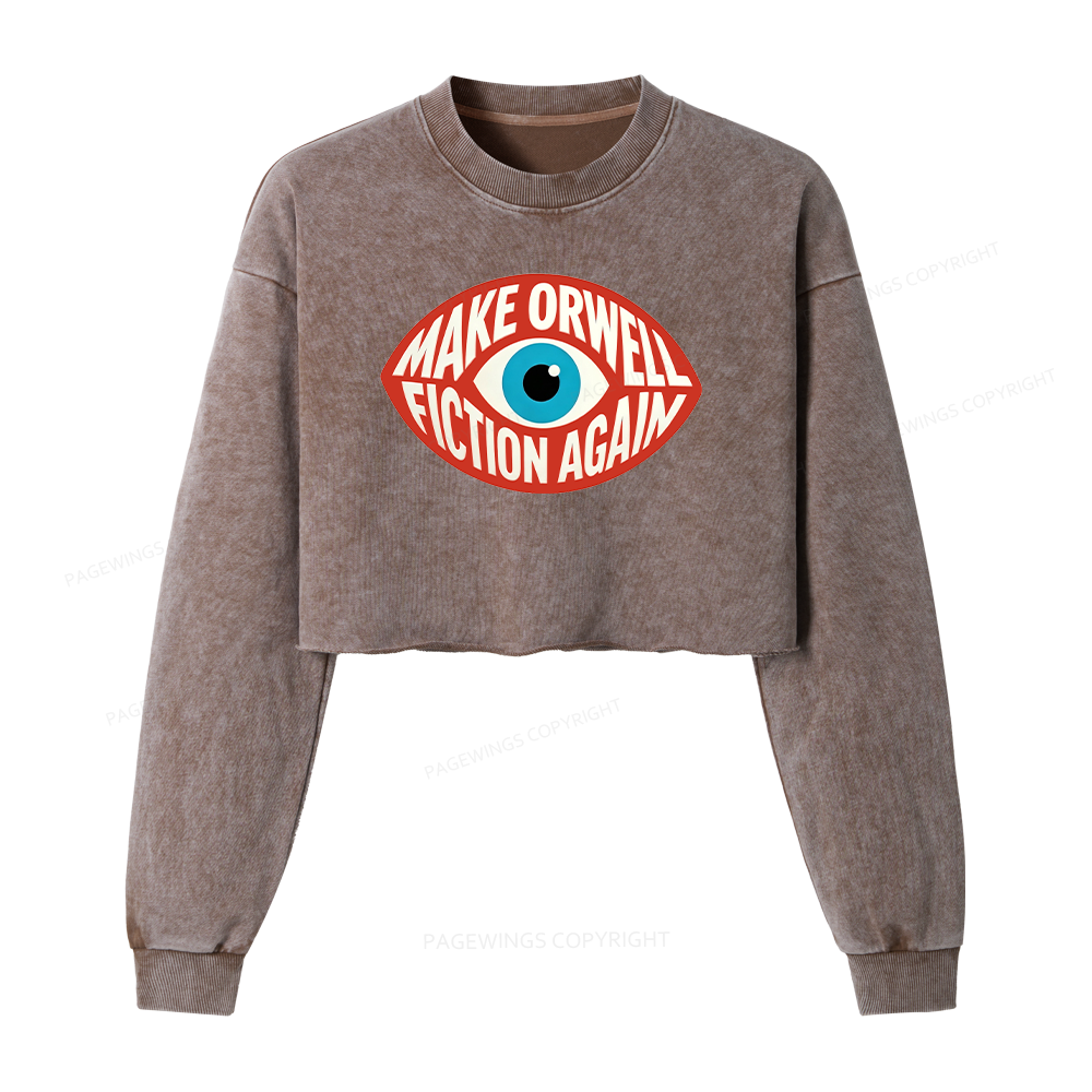 Pagewings Dystopia Quote Washed Crop Sweatshirt