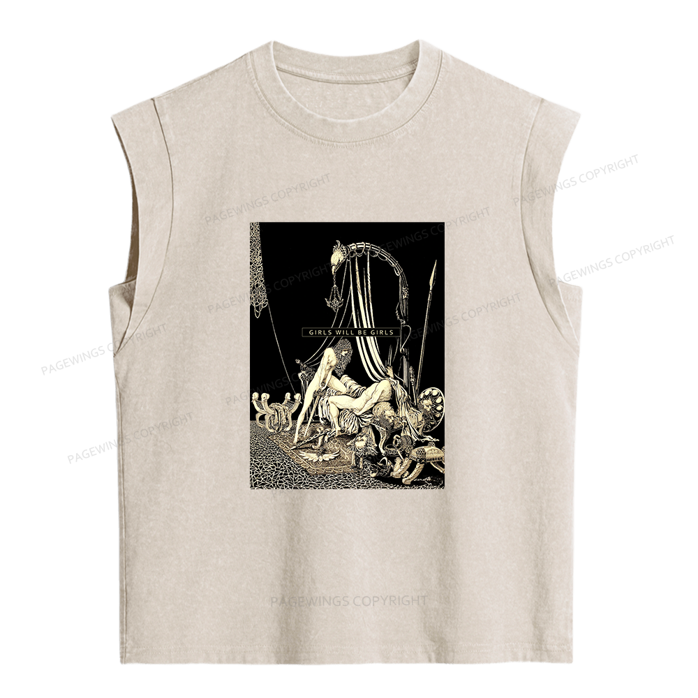 Pagewing Girls Will Be Girls Women's Washed Tank Top