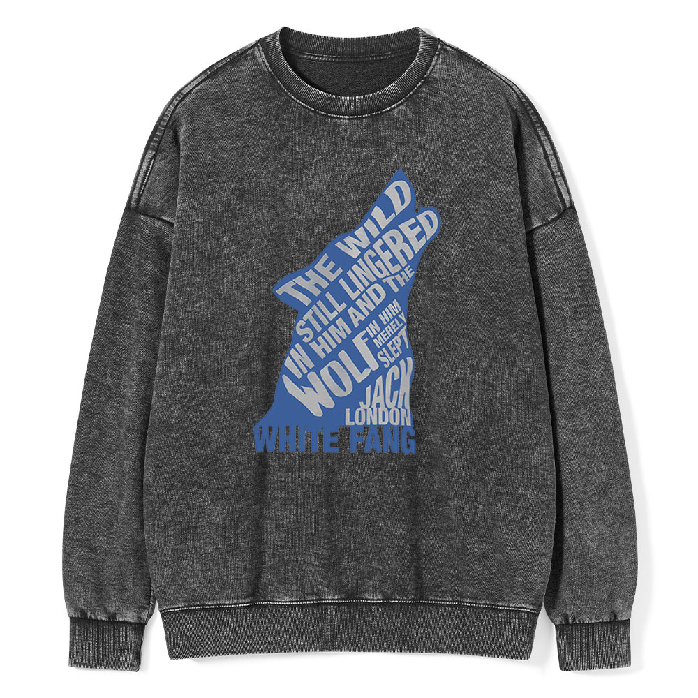 Pagewings White Fang by Jack London Blue Book Quote Unisex Washed Sweatshirt