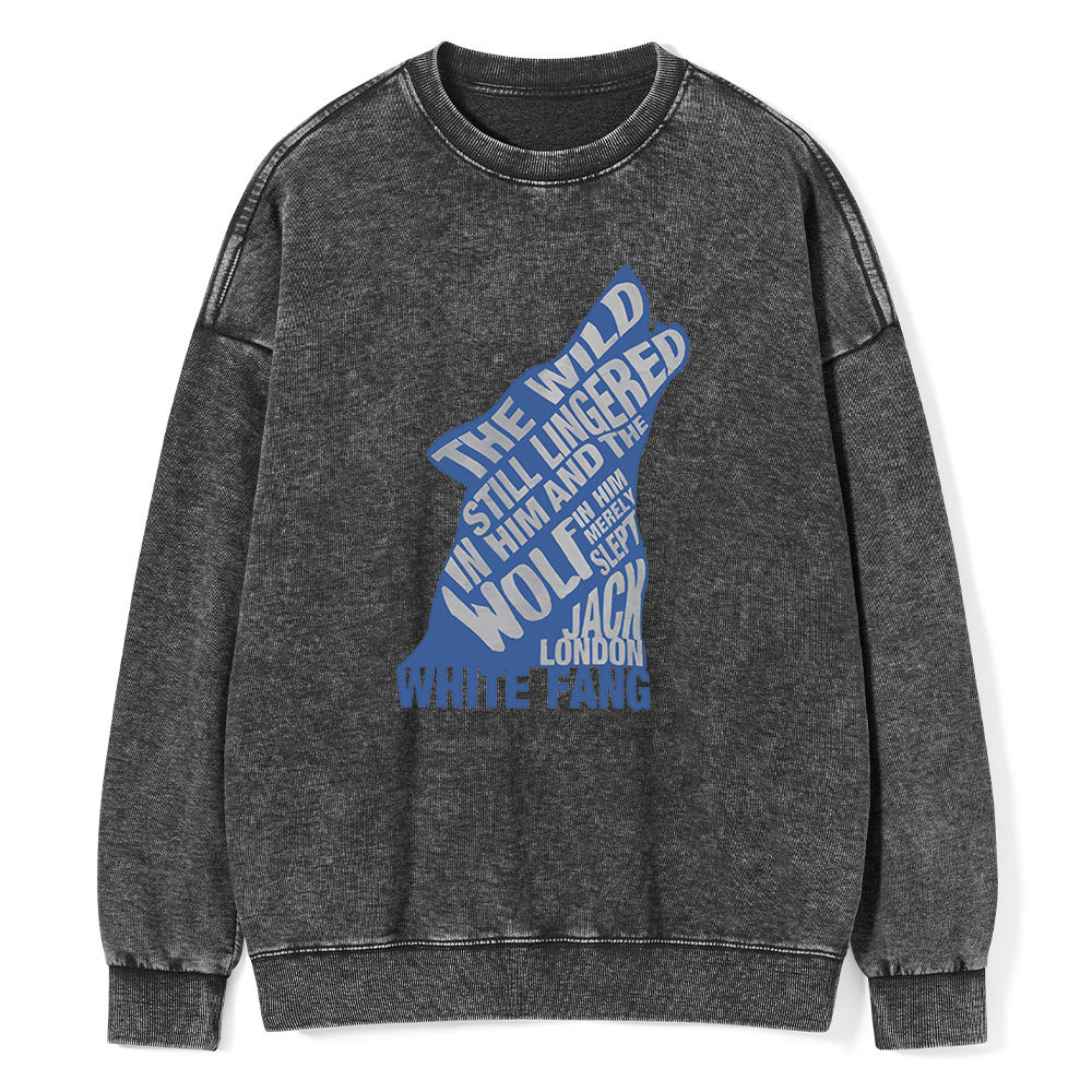 Pagewings White Fang by Jack London Blue Book Quote Unisex Washed Sweatshirt