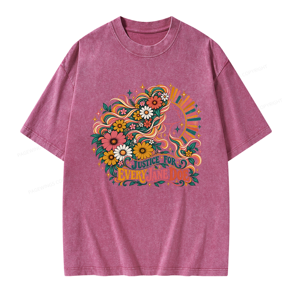 Pagewings Justice for Every Jane Doe Unisex Washed T-shirt