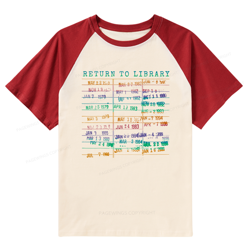 Pagewings Vintage Library Rainbow Raglan T-shirt