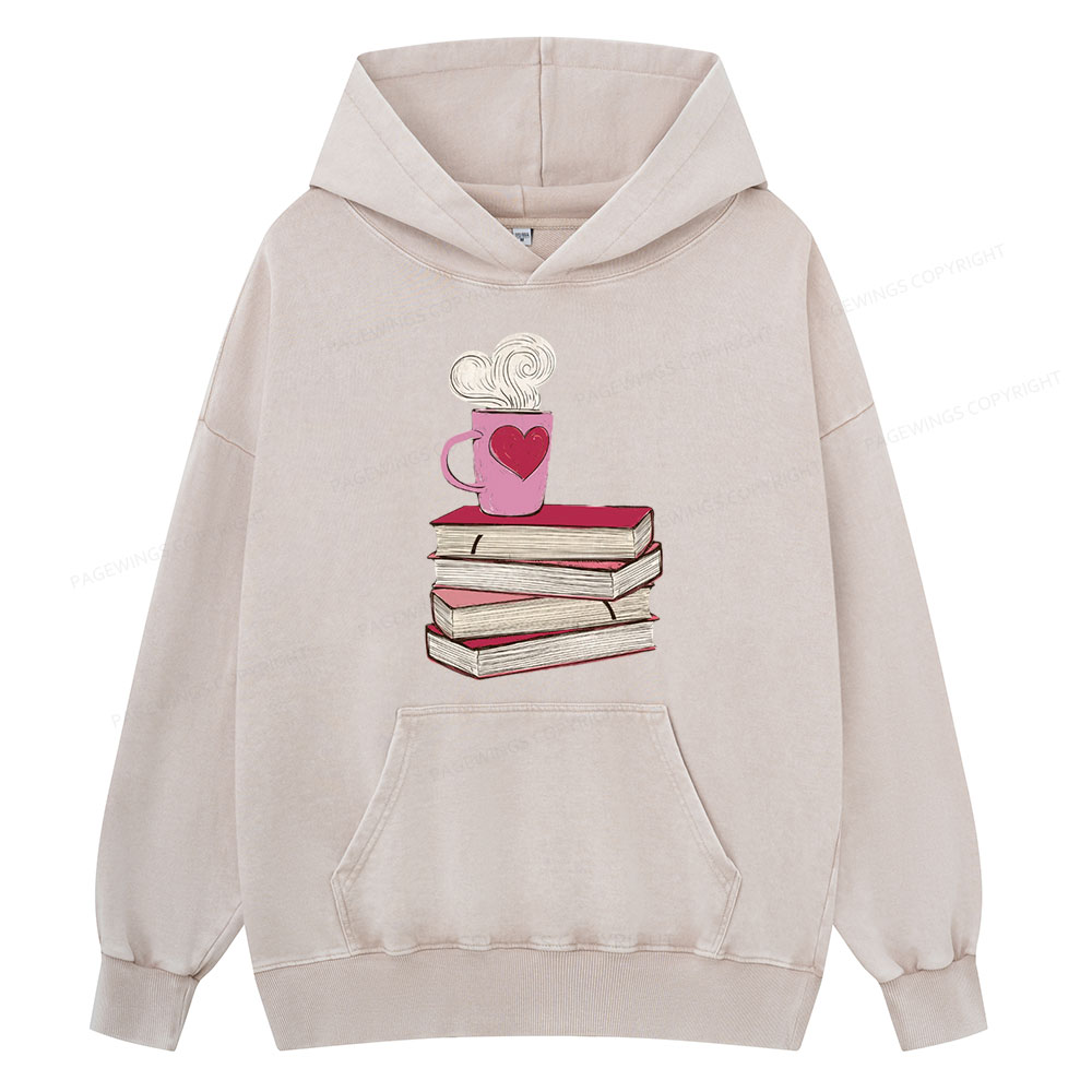 Pagewing Valentine's Day Gift for the Book Lover Unisex Washed Hoodie