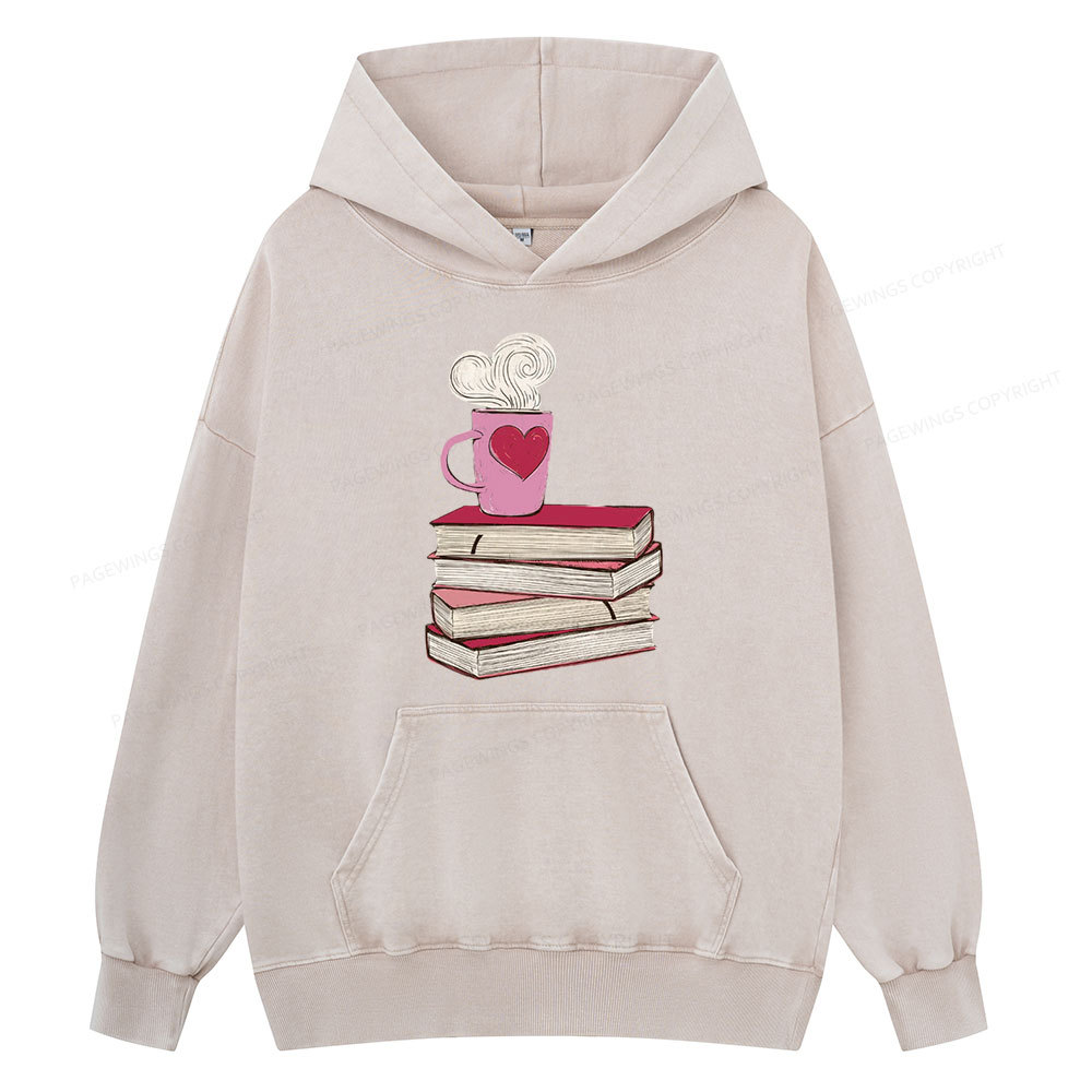 Pagewing Valentine's Day Gift for the Book Lover Unisex Washed Hoodie