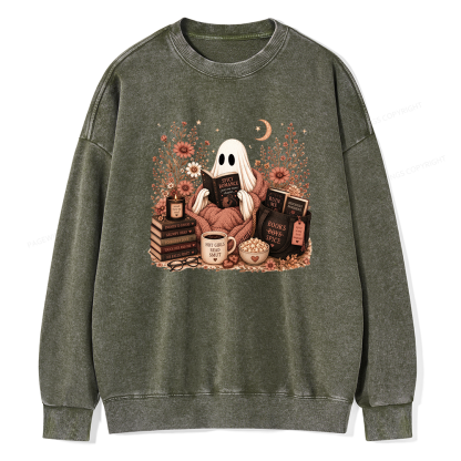 Pagewings Smut Reading Ghost Unisex Washed Sweatshirt