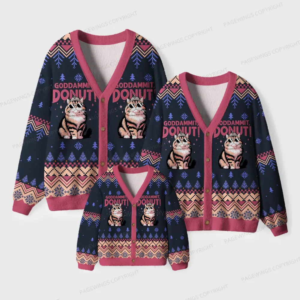Pagewings Goddammit Donut Unisex Ugly Cardigan Sweaters