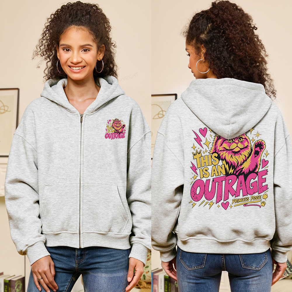 Pagewings This Is An Outrage Fleece Zip-Up Hoodie