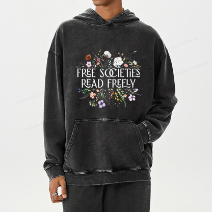 Pagewing Free Societies Read Freely Unisex Washed Hoodie