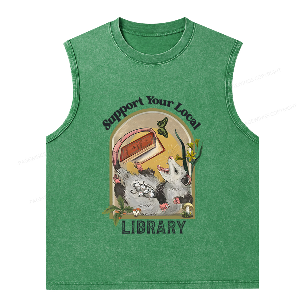 Pagewings Library Readers Make Leaders Jersey Short Sleeve Unisex Washed Tank Top