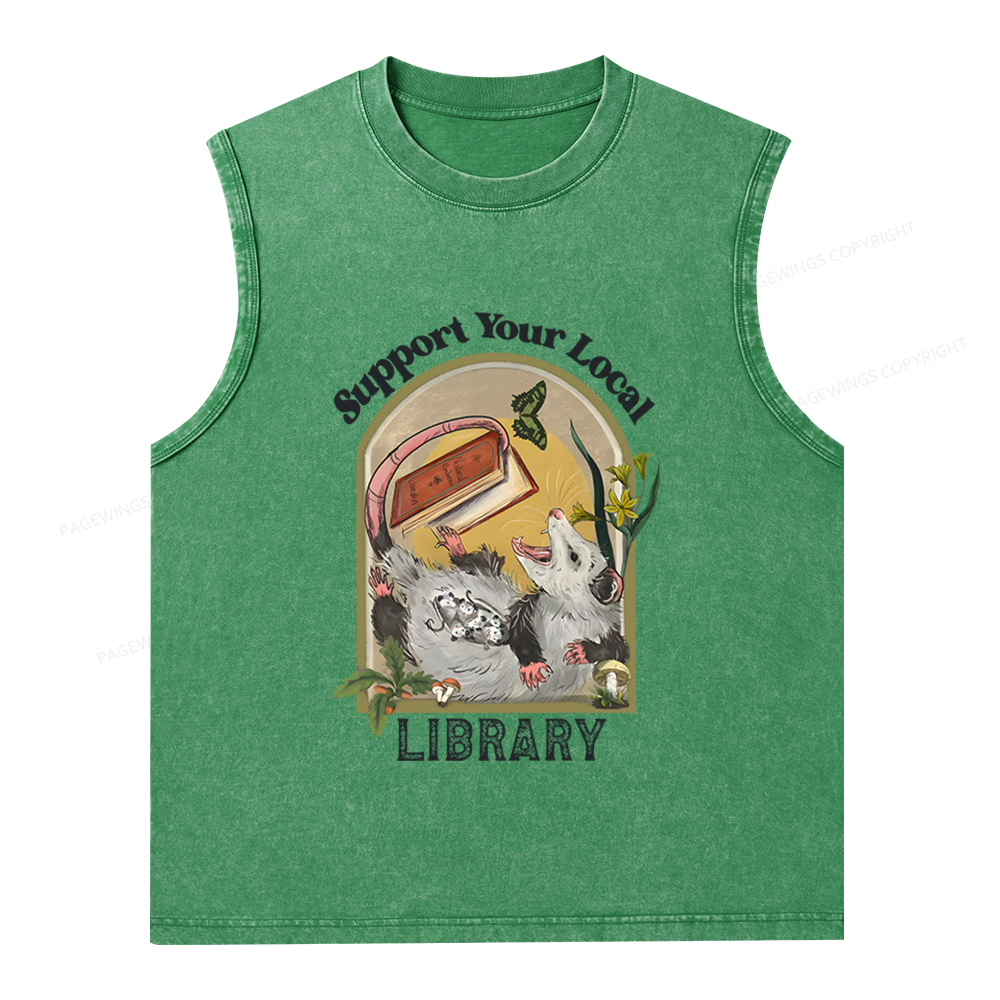 Pagewings Library Readers Make Leaders Jersey Short Sleeve Unisex Washed Tank Top