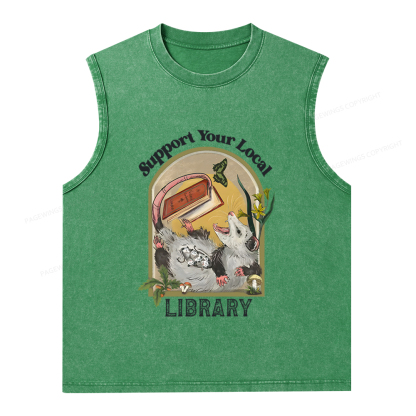 Pagewings Library Readers Make Leaders Jersey Short Sleeve Unisex Washed Tank Top