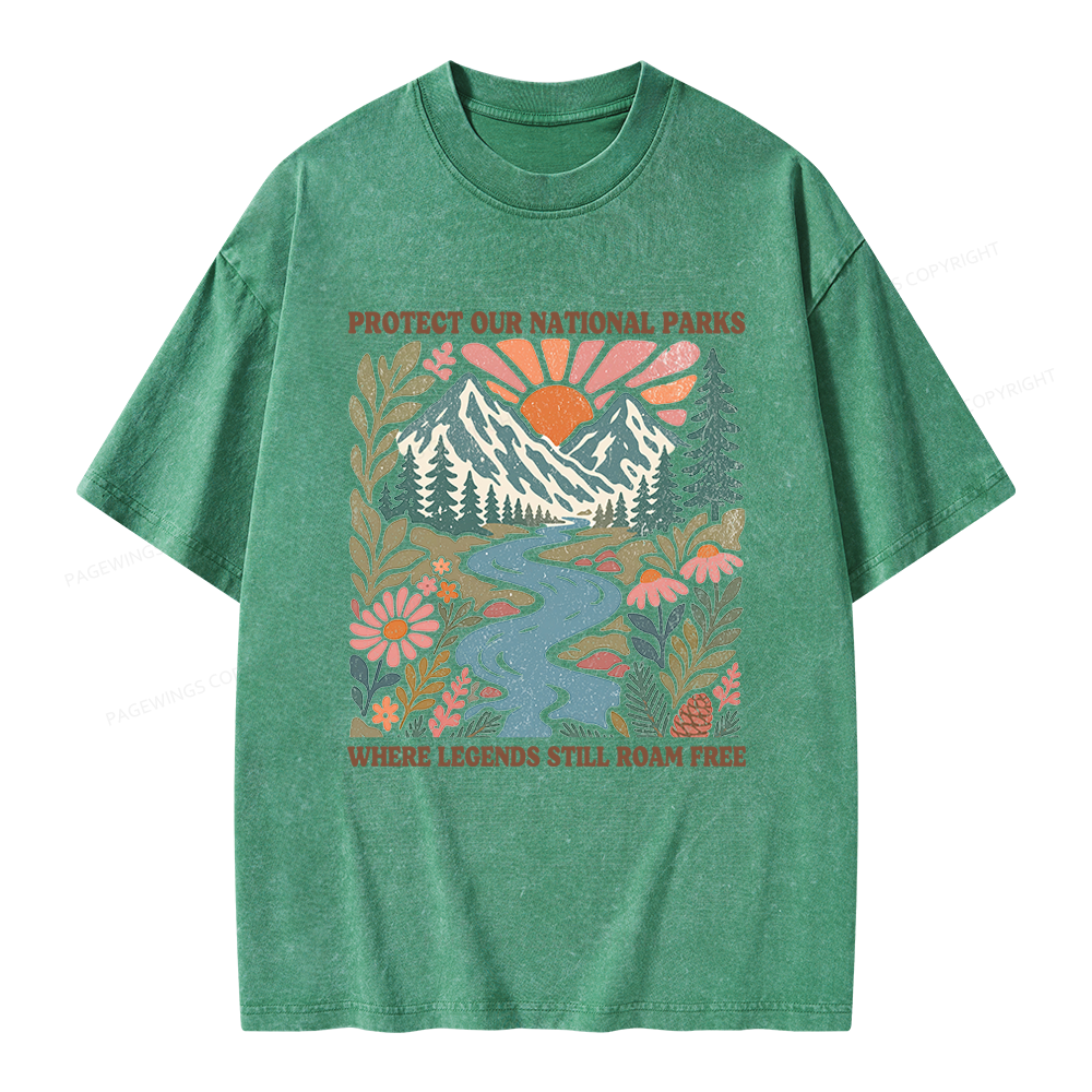 Pagewings National Parks Unisex Washed T-shirt