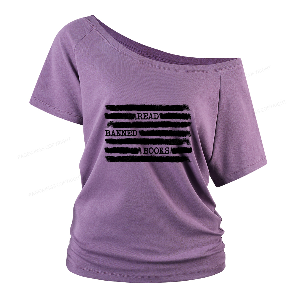 Pagewings Read Banned Books Bookworm Librarian Women Off Shoulder T-shirts