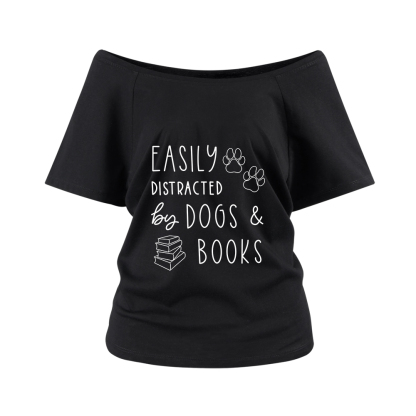 Pagewings Dogs And Books Off Shoulder Top