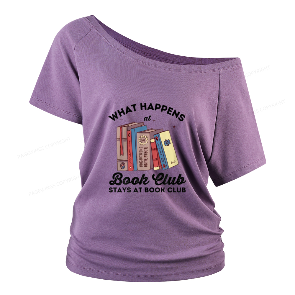 Pagewings Stays At Book Club Book Women Off Shoulder T-shirts