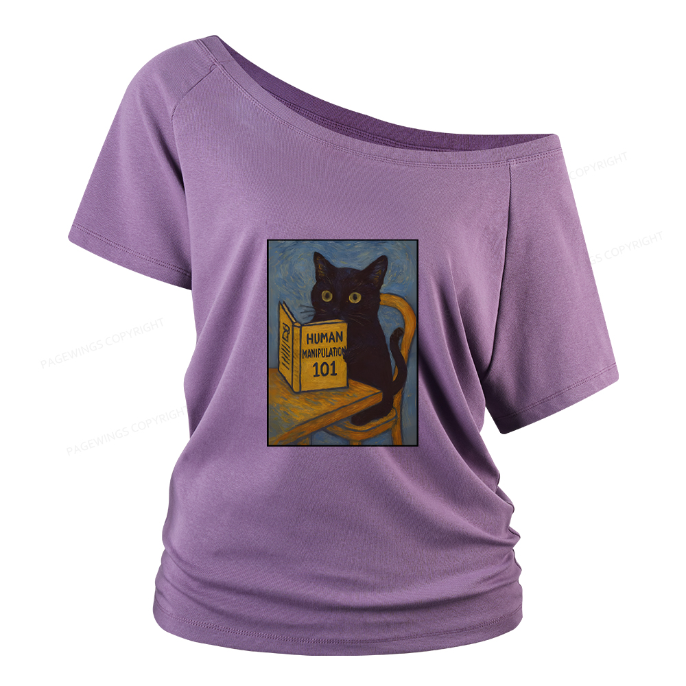 Pagewings Funny Cat Women Off Shoulder T-shirts