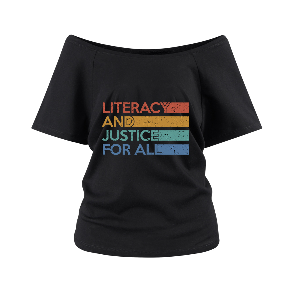 Pagewings Literacy and Justice For All Off Shoulder Top