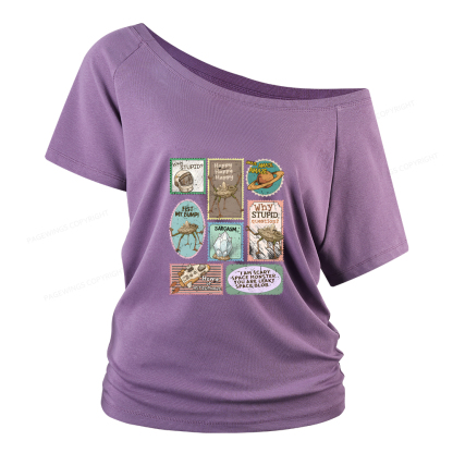 Pagewings Amaze Retro Sci-Fi Women Off Shoulder T-shirts