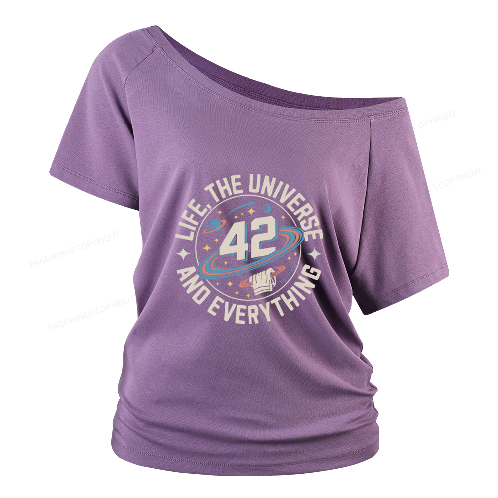 Pagewings Life The Universe And Everything Women Off Shoulder T-shirts