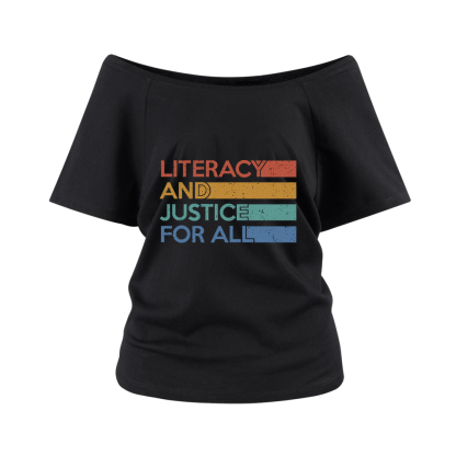 Pagewings Literacy and Justice For All Off Shoulder Top