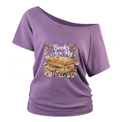 Pagewings Books Are My Therapy Women Off Shoulder T-shirts