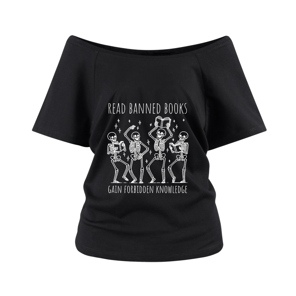 Pagewings Reading Books Tee Book Lover Gift  Off Shoulder Top