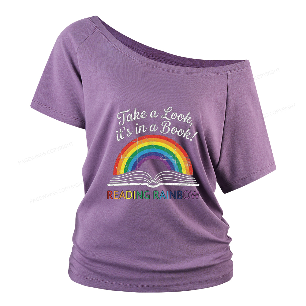Pagewings Reading Rainbow Women Off Shoulder T-shirts
