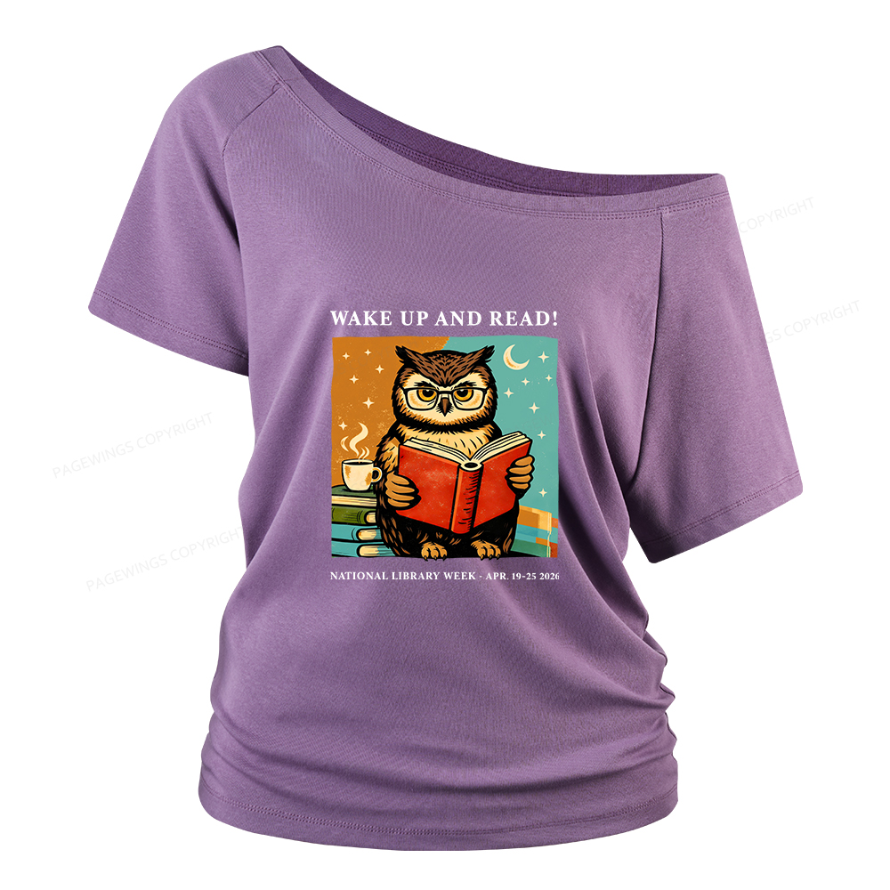 Pagewings Wake Up And Read Women Off Shoulder T-shirts