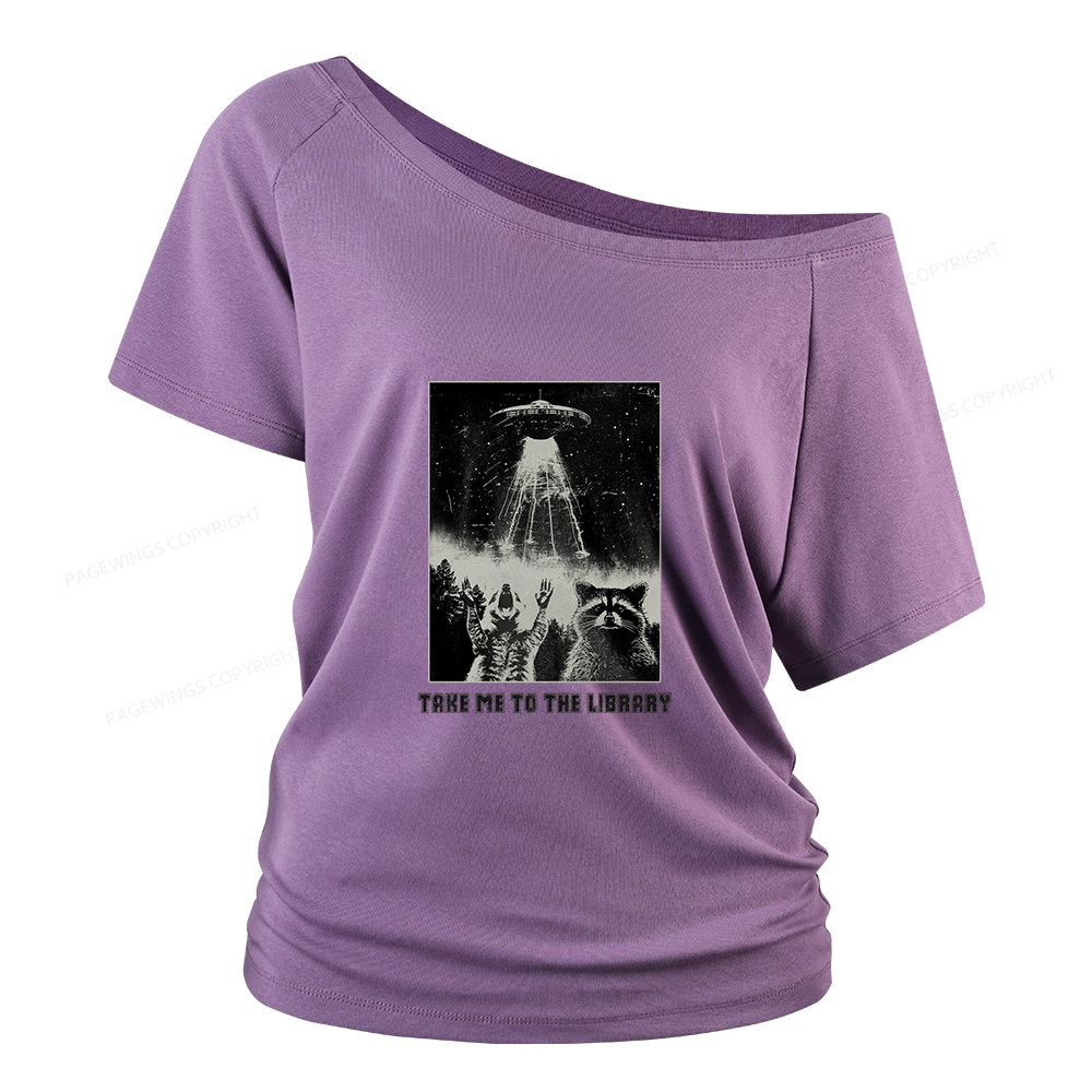 Pagewings Take Me To The Library Women Off Shoulder T-shirts