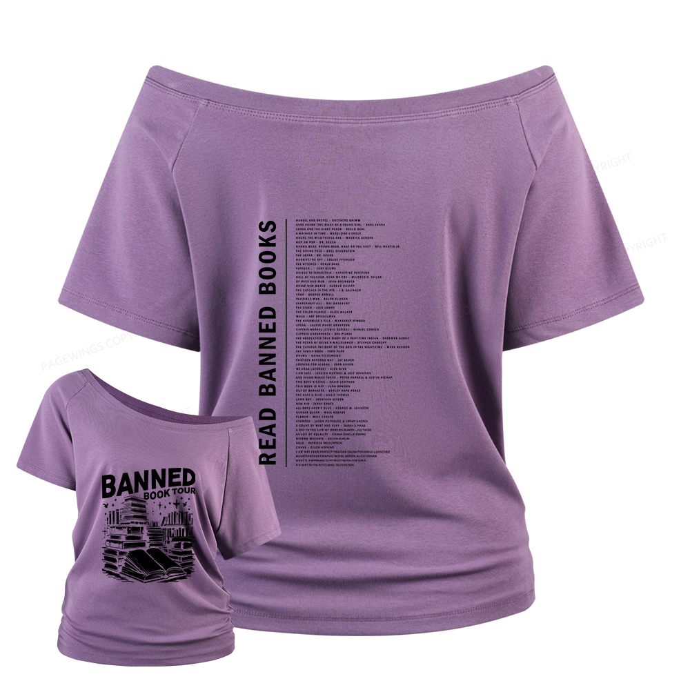 Pagewings Banned Book Women Off Shoulder T-shirts