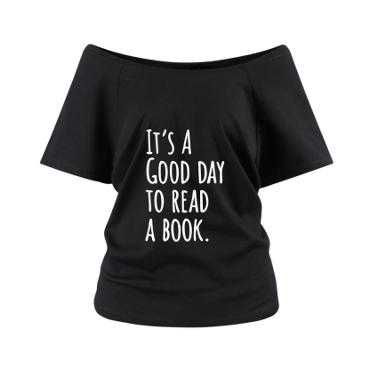 Pagewings It's A Good Day To Read A Book Off Shoulder Top