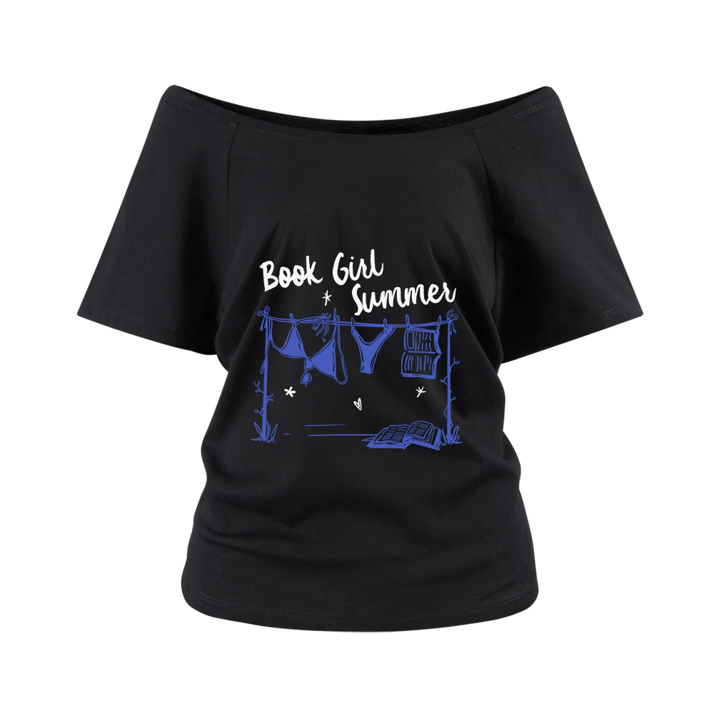 Pagewings Book Girl Summer Bookish Off Shoulder Top