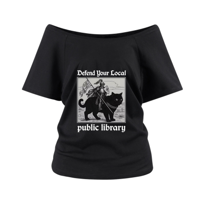 Pagewings Defend Your Local public library Off Shoulder Top