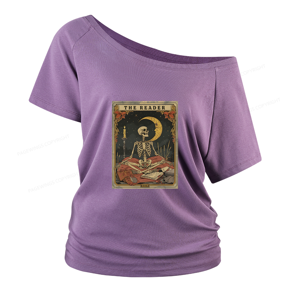 Pagewings The Reader Tarot Card Women Off Shoulder T-shirts
