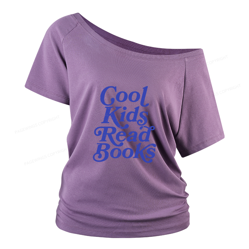 Pagewings Cool Kids Read Books Women Off Shoulder T-shirts