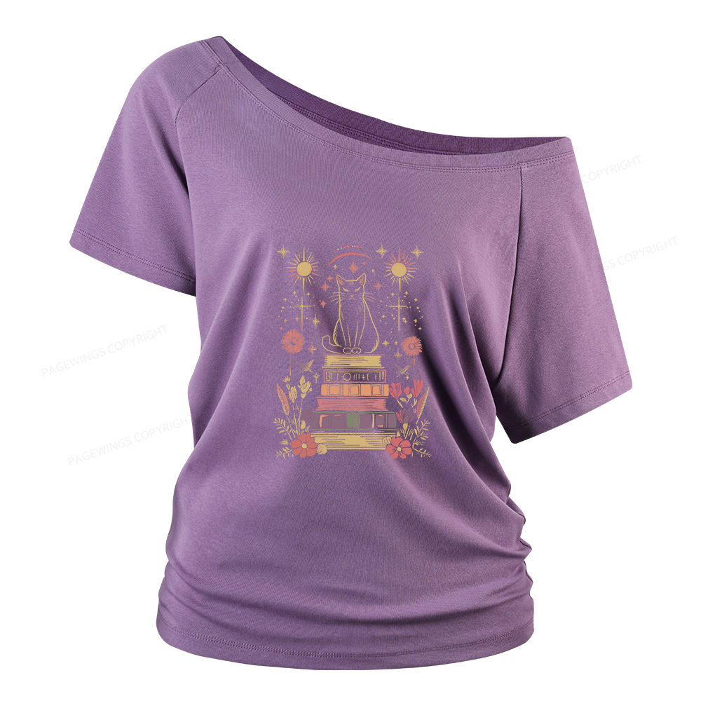 Pagewings Mystical Cat Women Off Shoulder T-shirts