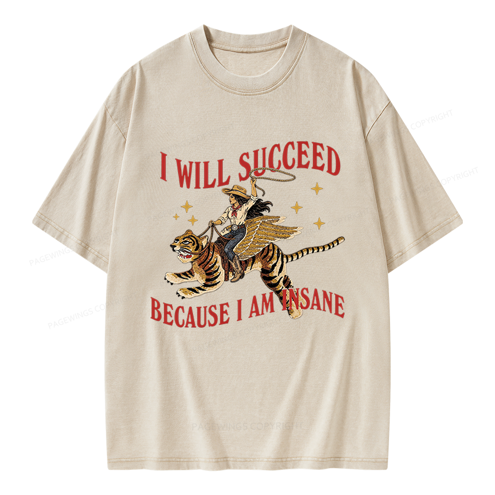 Pagewings I Will Succeed Unisex Washed T-shirt