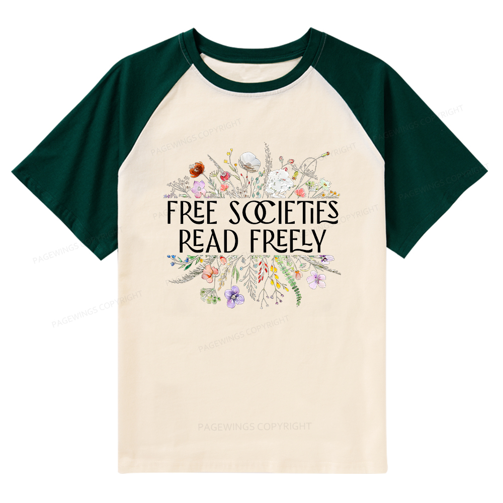 Pagewings Free Societies Read Freely T-Shirt Raglan T-shirt