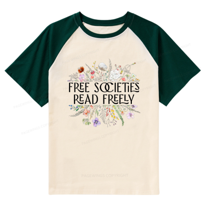 Pagewings Free Societies Read Freely T-Shirt Raglan T-shirt