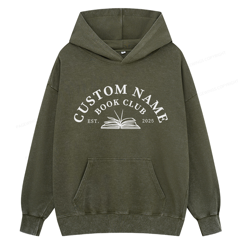 Pagewings Personalized Custom Book Club Unisex Washed Hoodie
