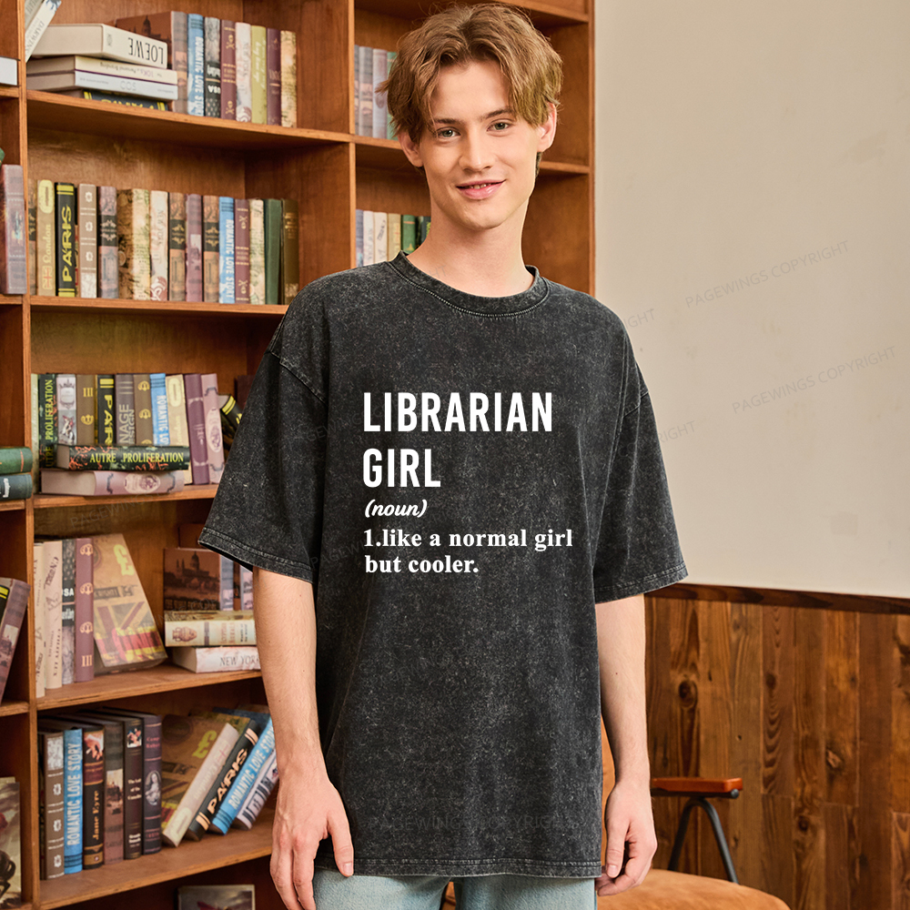 Pagewings Librarian Girl Unisex Washed T-shirt