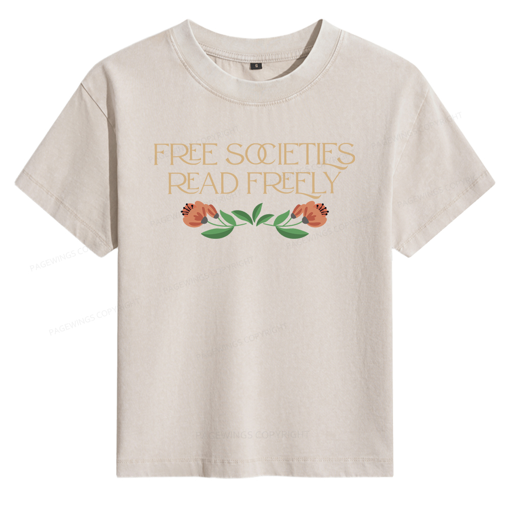 Pagewings Free Societies Read Freely Women's Washed T-shirt