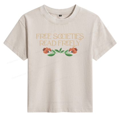 Pagewings Free Societies Read Freely Women's Washed T-shirt